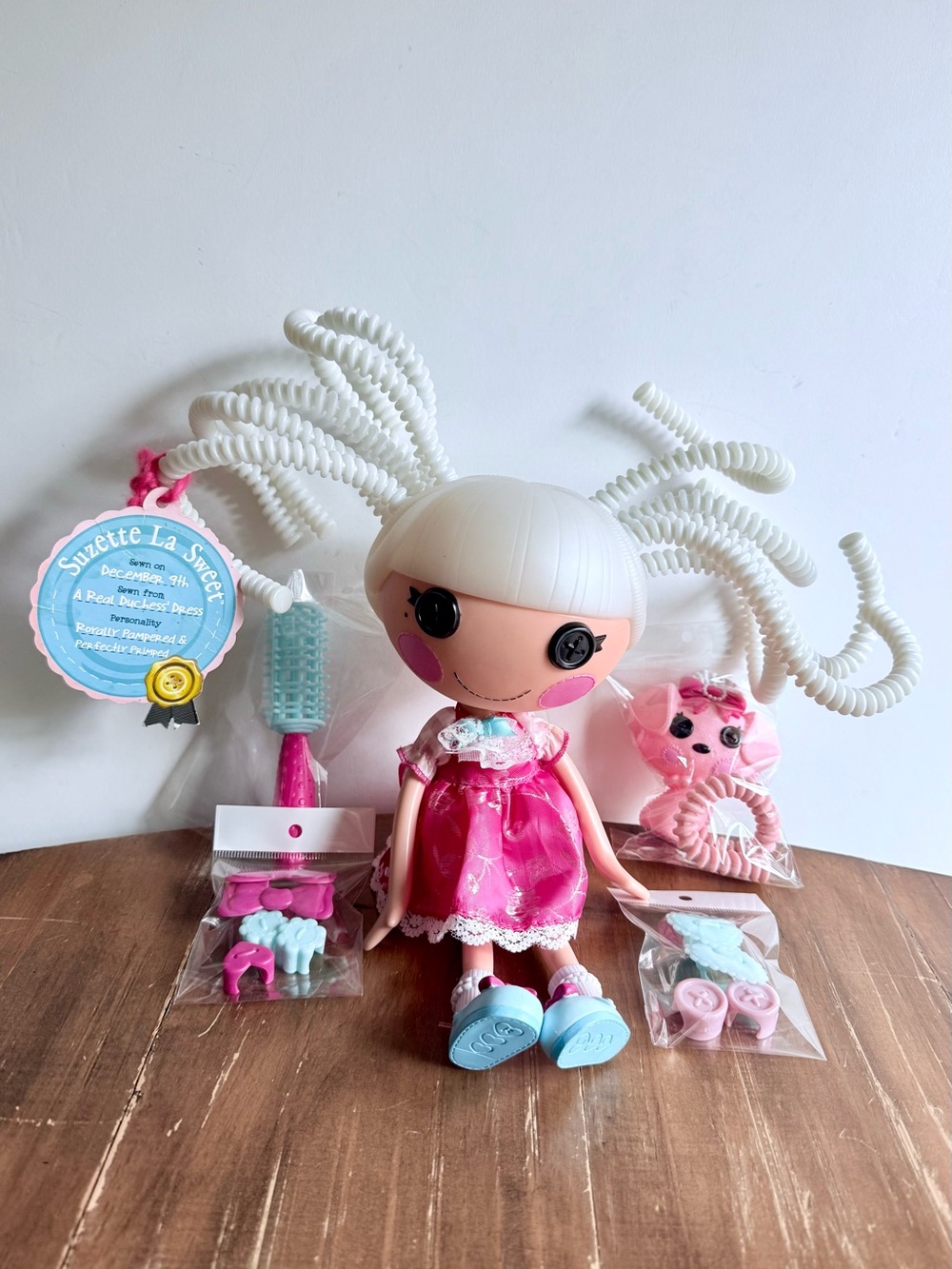 Lalaloopsy Silly Hair Suzette La Sweet Doll MGA Entertainment Pink Dress Pet New